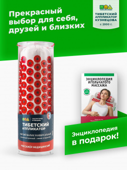 Аппликатор Кузнецова. Валик массажный акупунктурный. Универсальный массажер, красный (менее острые иглы, магнитные вставки). Цвет ткани - "Натуральный лён".