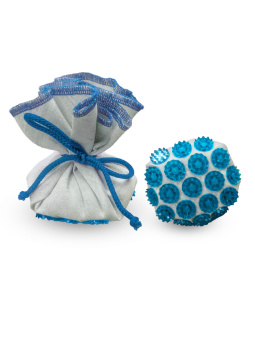 Аппликатор Кузнецова. Массажный мешочек синий (более острые иглы). Цвет ткани - "Натуральный лён".