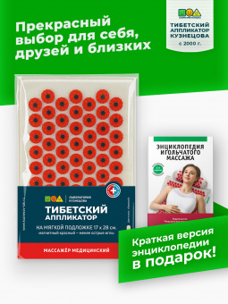  Аппликатор Кузнецова. Массажер медицинский "Тибетский аппликатор магнитный" на мягкой подложке 17х28 см красный (менее острые иглы, магнитные вставки) Цвет ткани - натуральный лён